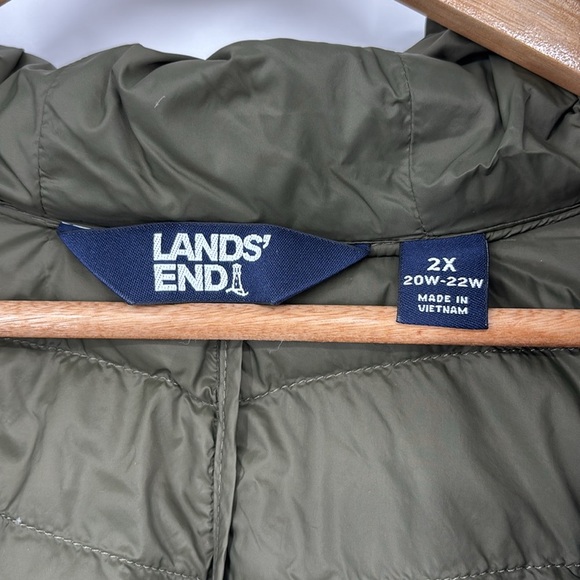 Land’s End Packable Lightweight Full-Zip Down Jacket Hooded Puffer Coat Green 2X - Picture 3 of 14
